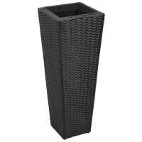 vidaXL Garden Raised Beds 3 pcs Poly Rattan Black