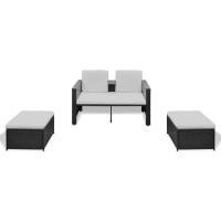 Vidaxl 4 Piece Patio Lounge Set With Cushions Poly Rattan Black