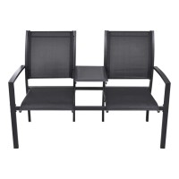 Vidaxl 2 Seater Patio Bench 51.6 Steel And Textilene Black