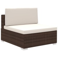 vidaXL 8 Piece Patio Lounge Set with Cushions Poly Rattan Brown