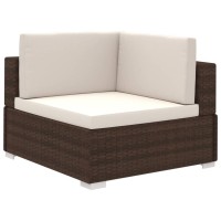 vidaXL 8 Piece Patio Lounge Set with Cushions Poly Rattan Brown