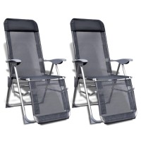 vidaXL Folding Patio Chairs 2 pcs Aluminum and Textilene Gray