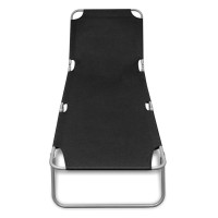 vidaXL Folding Sun Lounger Powder-coated Steel Black