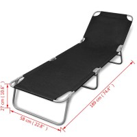 vidaXL Folding Sun Lounger Powder-coated Steel Black