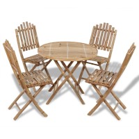 vidaXL 5 Piece Folding Patio Dining Set Bamboo