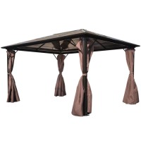 vidaXL Gazebo with Curtain Brown Aluminum 157.5