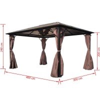 vidaXL Gazebo with Curtain Brown Aluminum 157.5