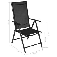 Folding Patio Chairs 2 Pcs Aluminium And Textilene Black