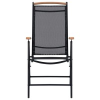 Vidaxl Folding Patio Chairs 2 Pcs Aluminum And Textilene Black