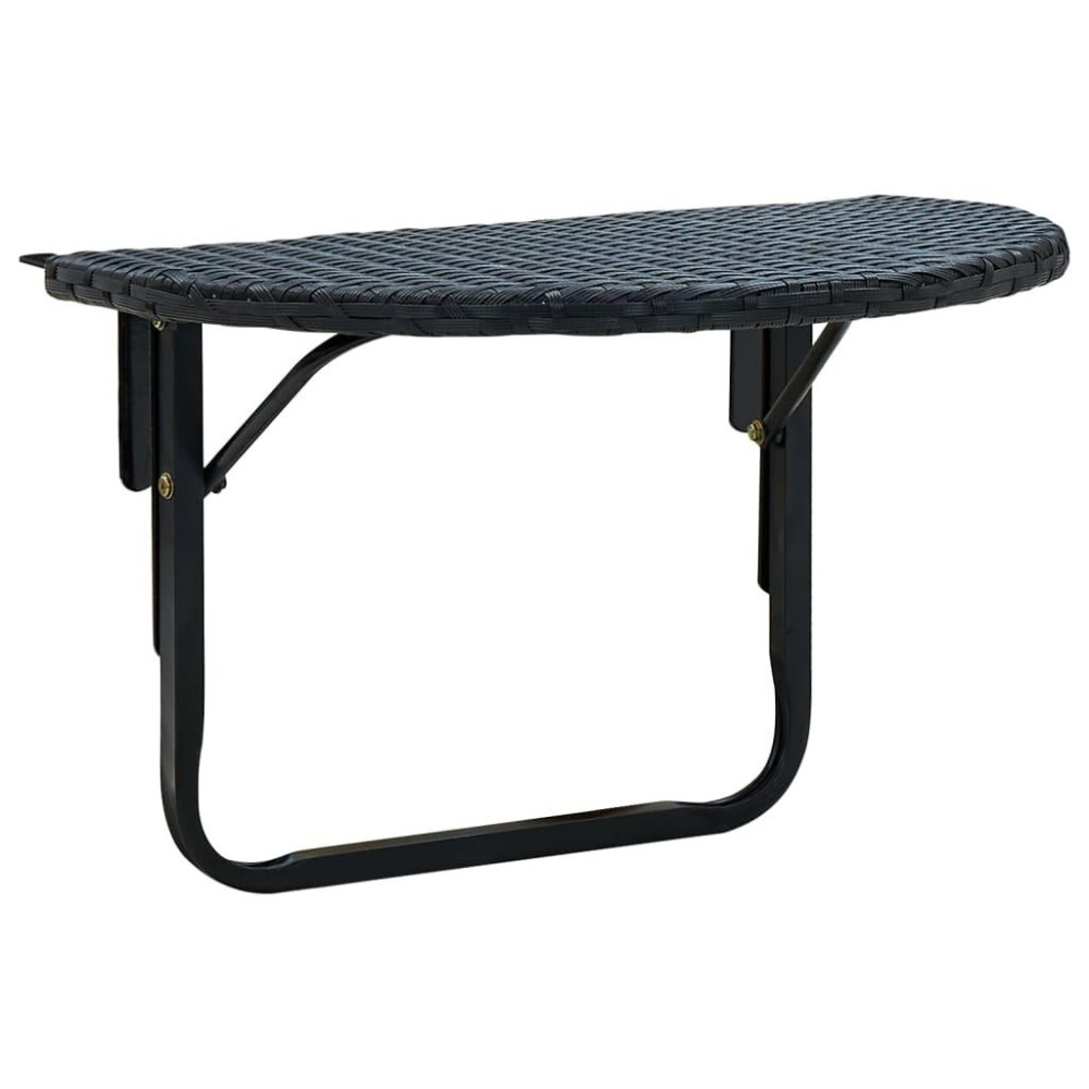 Vidaxl Balcony Table 23.6X23.6X12.5 Black Poly Rattan