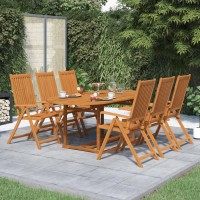 Vidaxl 7 Piece Patio Dining Set Solid Acacia Wood