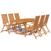 Vidaxl 7 Piece Patio Dining Set Solid Acacia Wood