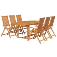 Vidaxl 7 Piece Patio Dining Set Solid Acacia Wood