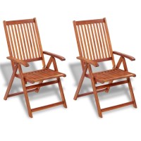 vidaXL Folding Patio Chairs 2 pcs Solid Acacia Wood Brown