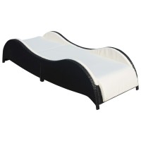 Vidaxl Sun Lounger With Cushion Poly Rattan Black