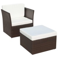 Vidaxl Patio Chair With Stool Poly Rattan Brown