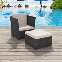 Vidaxl Patio Chair With Stool Poly Rattan Black