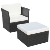 Vidaxl Patio Chair With Stool Poly Rattan Black