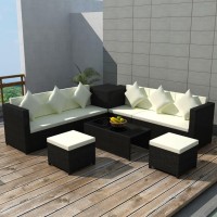 vidaXL Patio Sofa Set 26 Pieces Poly Rattan Black