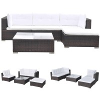 Vidaxl 5 Piece Patio Lounge Set With Cushions Poly Rattan Brown