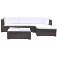 Vidaxl 5 Piece Patio Lounge Set With Cushions Poly Rattan Brown