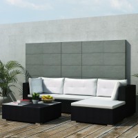 Vidaxl 5 Piece Patio Lounge Set With Cushions Poly Rattan Black