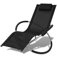 vidaXL Patio Geometrical Sun Lounger Steel Black and Gray