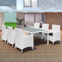 vidaXL 7 Piece Patio Dining Set Poly Rattan Cream White