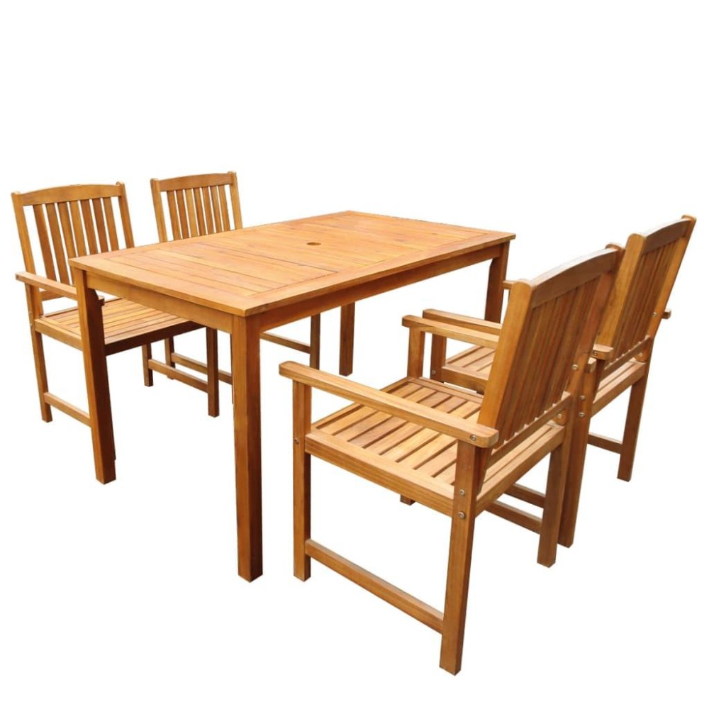 Vidaxl 5 Piece Patio Dining Set Solid Acacia Wood