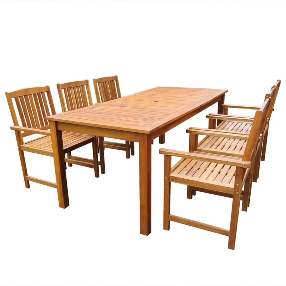 vidaXL 7 Piece Patio Dining Set Solid Acacia Wood