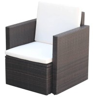 Vidaxl Patio Chair With Cushions And Pillows Poly Rattan Brown