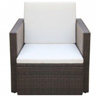 Vidaxl Patio Chair With Cushions And Pillows Poly Rattan Brown