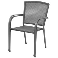 vidaXL Stackable Patio Chairs 2 pcs Steel Gray