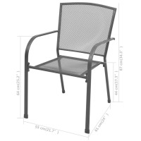 vidaXL Stackable Patio Chairs 2 pcs Steel Gray