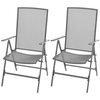 Vidaxl Stackable Patio Chairs 2 Pcs Steel Gray