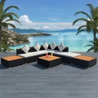 vidaXL 8 Piece Patio Lounge Set with Cushions Poly Rattan Black