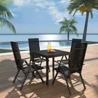 vidaXL 5 Piece Patio Dining Set Aluminum and WPC Black