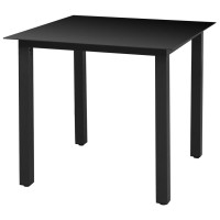 Vidaxl Patio Table Black 31.5X31.5X29.1 Aluminum And Glass