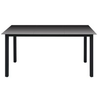 Vidaxl Patio Table Black 59.1X35.4X29.1 Aluminum And Glass