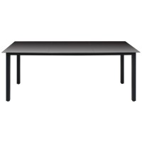 Vidaxl Patio Table Black 74.8X35.4X29.1 Aluminum And Glass