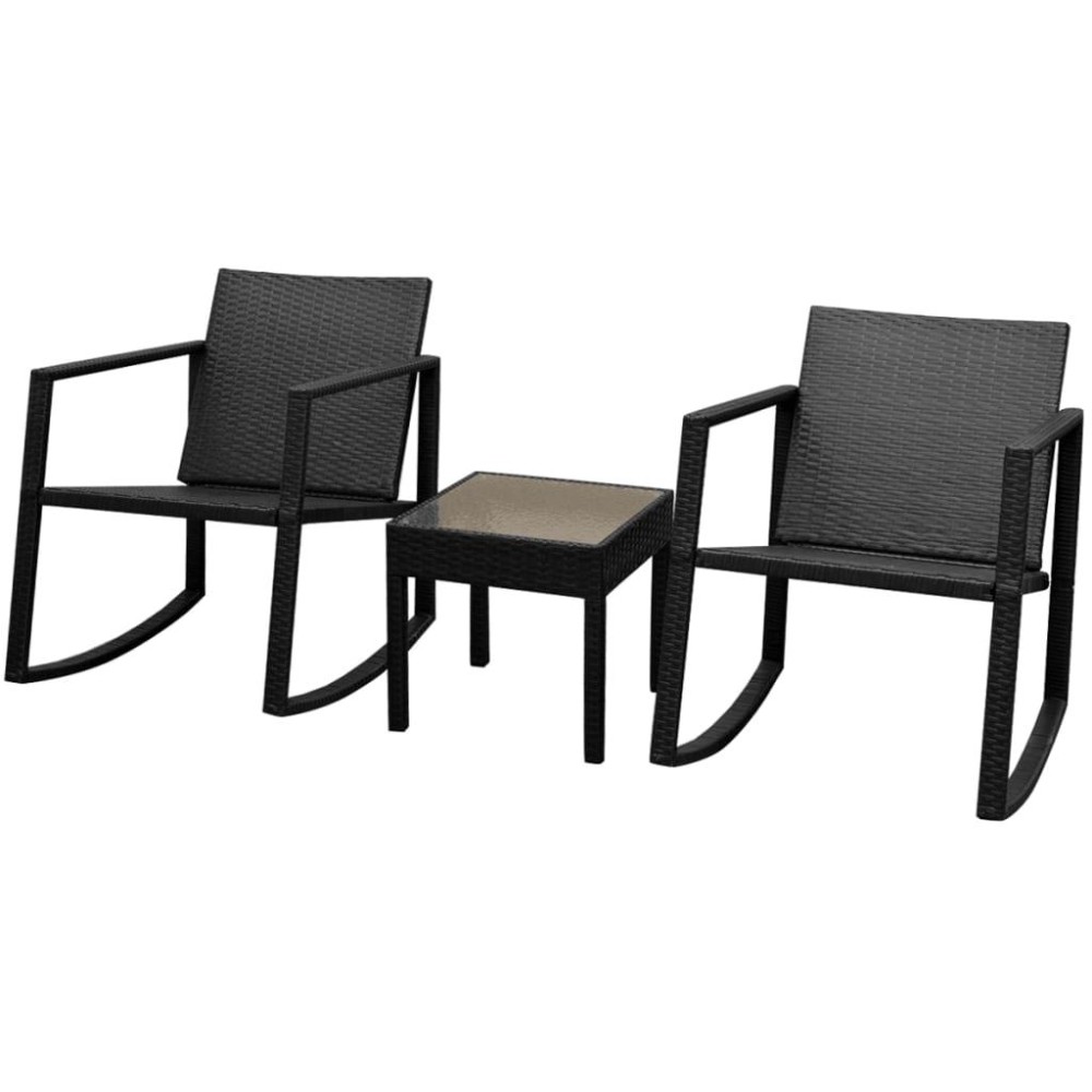 vidaXL 3 Piece Bistro Set Poly Rattan Black