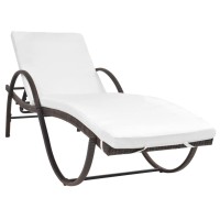 Vidaxl Sun Lounger With Cushion & Table Poly Rattan Brown