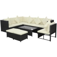 vidaXL 8 Piece Patio Lounge Set with Cushions Poly Rattan Black