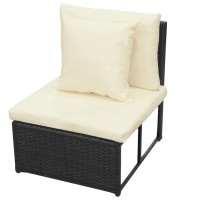 vidaXL 8 Piece Patio Lounge Set with Cushions Poly Rattan Black