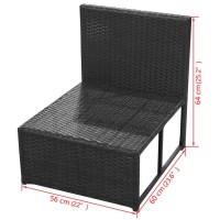 vidaXL 8 Piece Patio Lounge Set with Cushions Poly Rattan Black