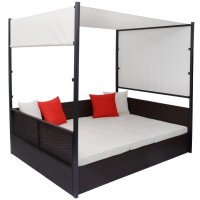 Vidaxl Patio Bed With Canopy Brown 74.8X51.2 Poly Rattan