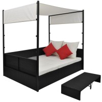 Vidaxl Patio Bed With Canopy Black 74.8X51.2 Poly Rattan