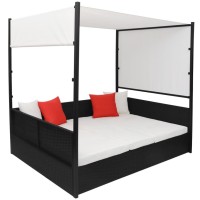Vidaxl Patio Bed With Canopy Black 74.8X51.2 Poly Rattan