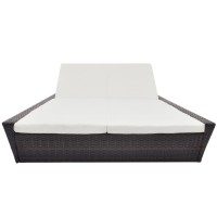 Vidaxl Patio Lounge Bed With Cushion Poly Rattan Brown