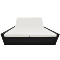Vidaxl Patio Lounge Bed With Cushion Poly Rattan Black